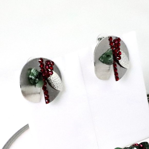 Silver Choker, Bangle and Earrings Emerald Stones - Picture 6 of 6